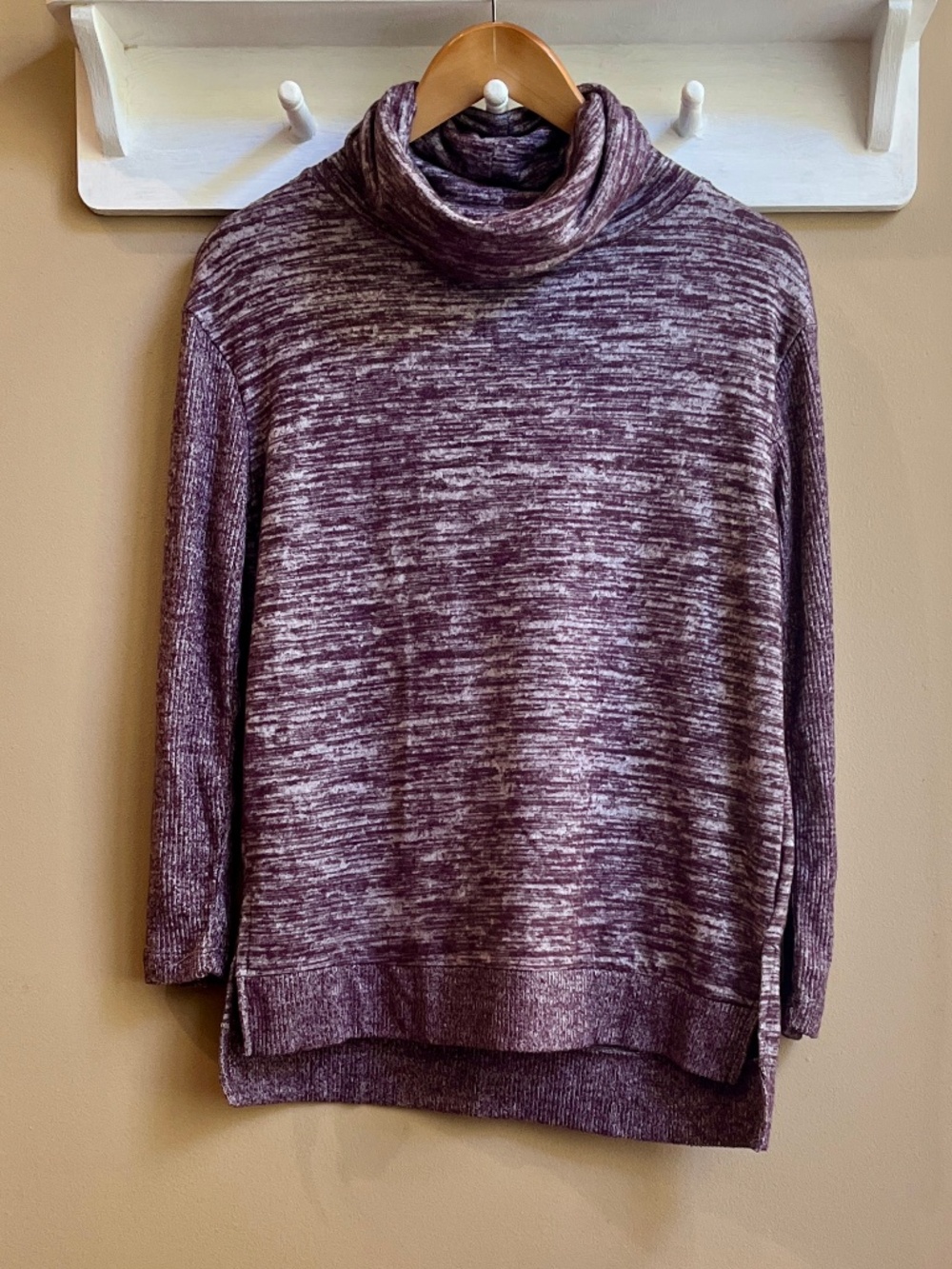 Sonoma Goods For Life Cowl Neck Tunic Sweater Purple Marled Space Dye S